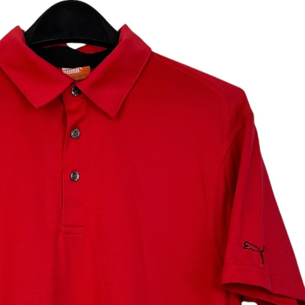 Puma Mens M Cool Cell Performance Wicking Golf Polo Polyester Stretch Solid Red
